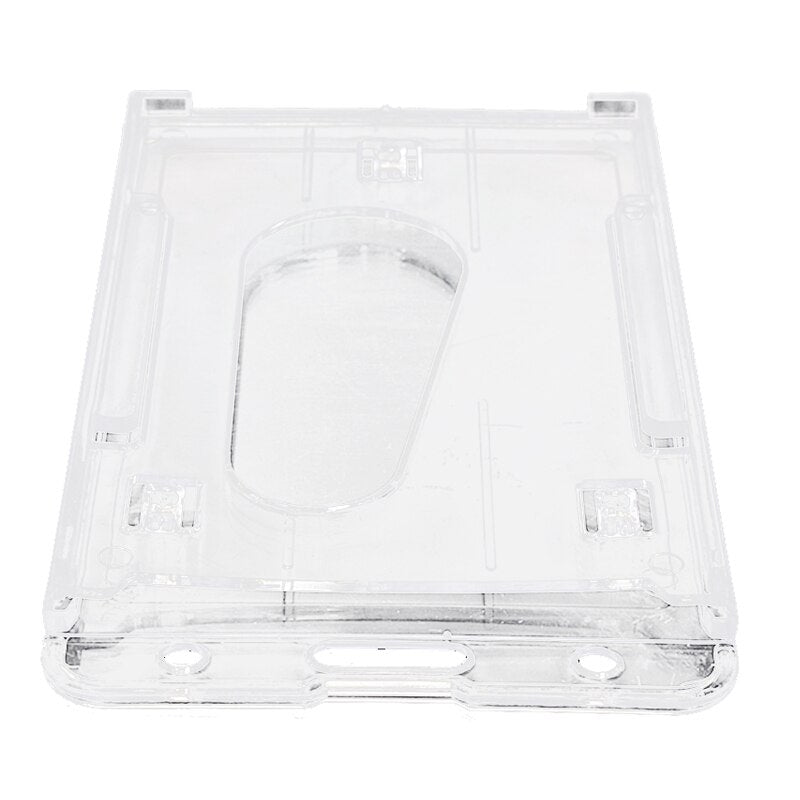 1x Vertical Hard Plastic Badge Holder Double Card ID Multi Transparent 10x6cm - ebowsos