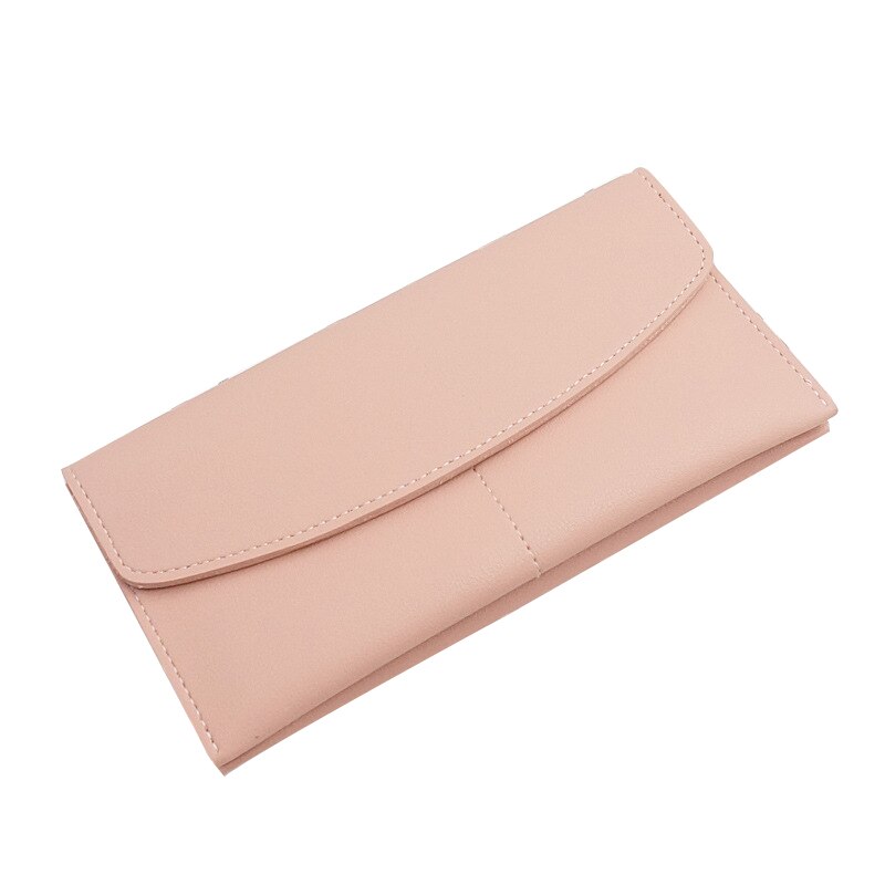 1x rose Red PU leather ladies long section simple cover type multi-card wallet soft leather Coin Purses - ebowsos