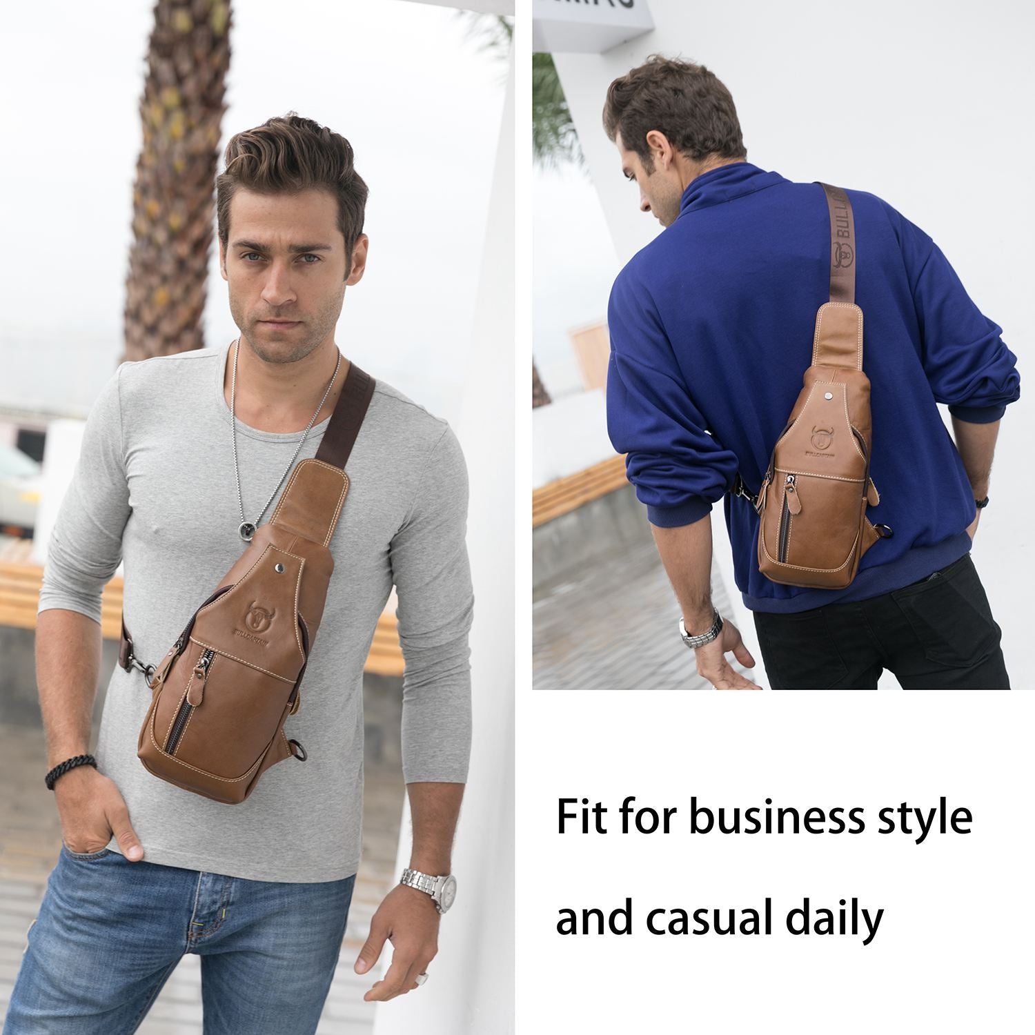 2 color Genuine leather Crossbody Bags Men Leather Shoulder Men Chest Bags Fashion Travel Handbags Man Messenger Bag Male - ebowsos