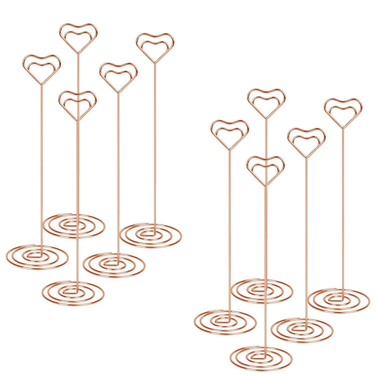 20 Pack 8.75 Inch Tall Place Card Holders Creative Photo Holder Rose Gold Metal Funny Heart Clip Desktop Decoration Memo - ebowsos