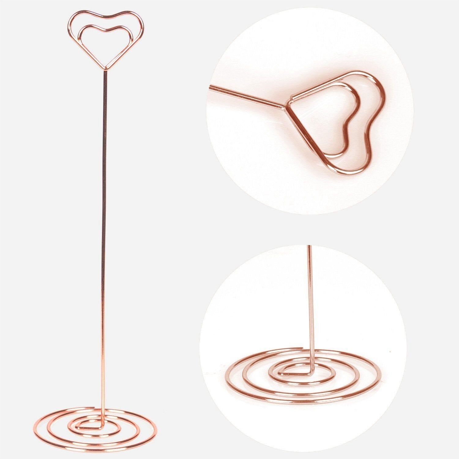 20 Pack 8.75 Inch Tall Place Card Holders Creative Photo Holder Rose Gold Metal Funny Heart Clip Desktop Decoration Memo - ebowsos