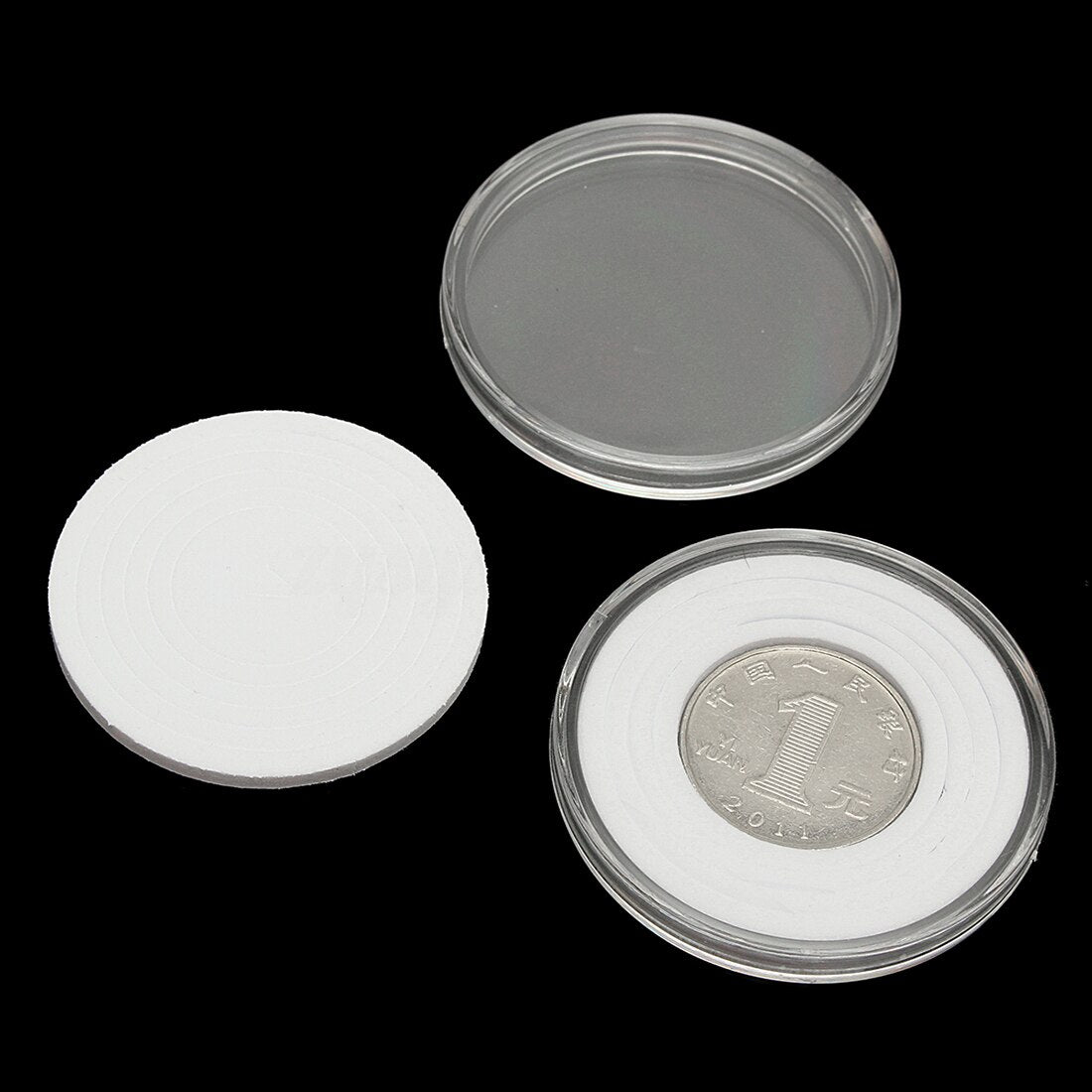 20 pcs 46mm Coin Cases Holder Applied Clear Round Storage Box - ebowsos