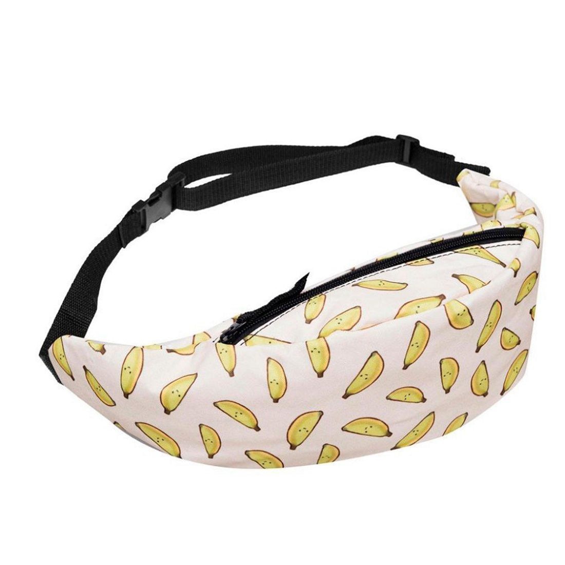 2018 hot sales 3d printing women's zipper bag Waist bag fanny packs bum bag travelling Bag Yellow banana pattern - ebowsos
