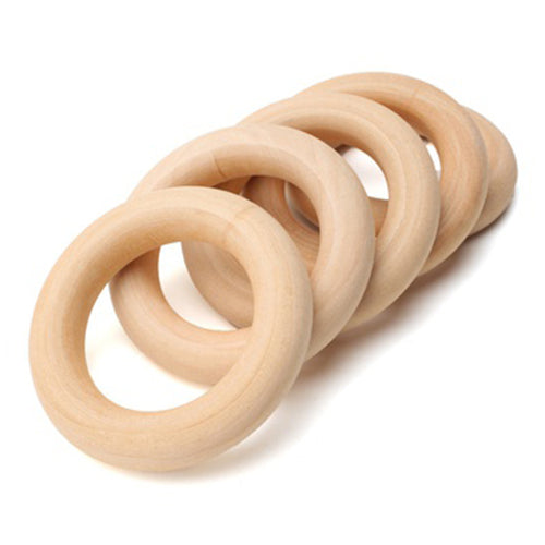 20pc Unfinished Teething Ring Add On Wooden Rings 55mm Natural 2.2 inches - ebowsos