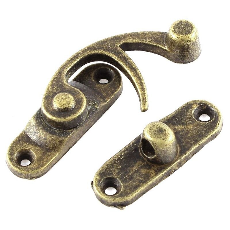 33mmx29mm Jewelry Box Hasp Hook Lock Latch Antique Brass Color 2pcs - ebowsos