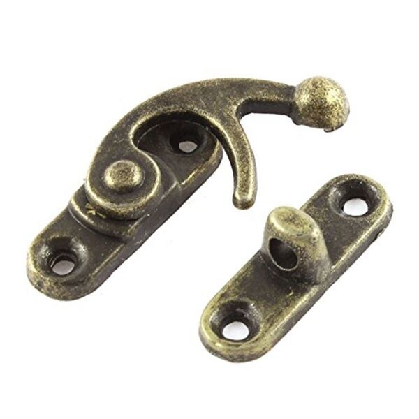 33mmx29mm Jewelry Box Hasp Hook Lock Latch Antique Brass Color 2pcs - ebowsos