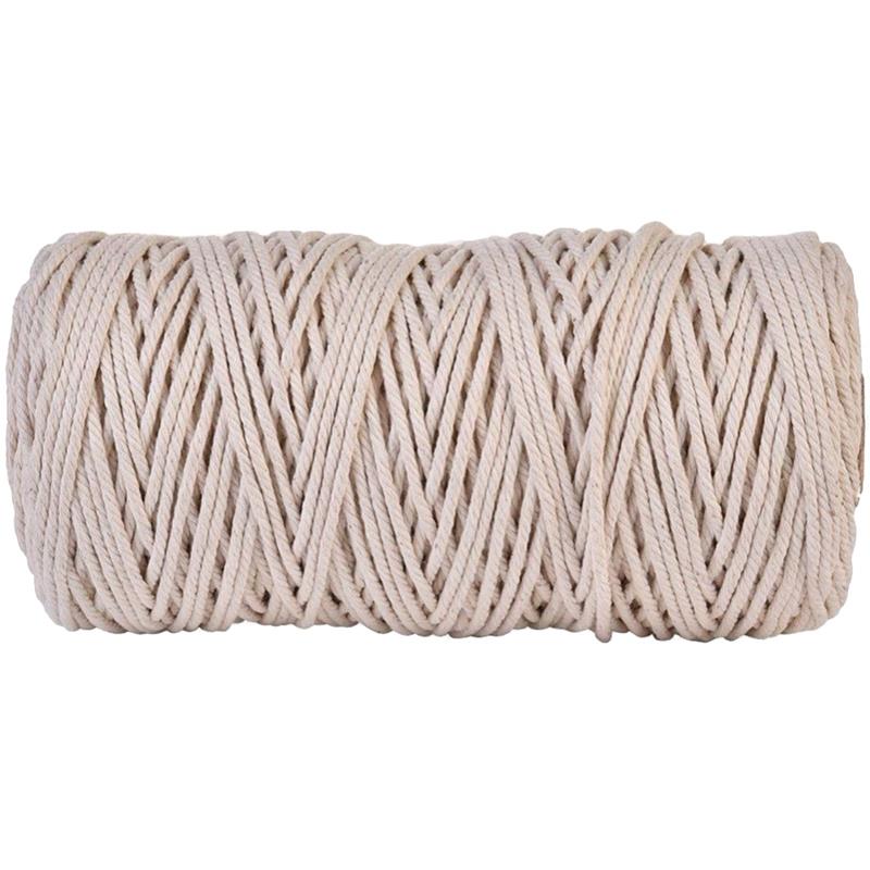 3Mmx200M Natural Handmade Cotton Cord Macrame Yarn Rope Diy Wall Hanging Plant Hanger Craft String Knitting - ebowsos