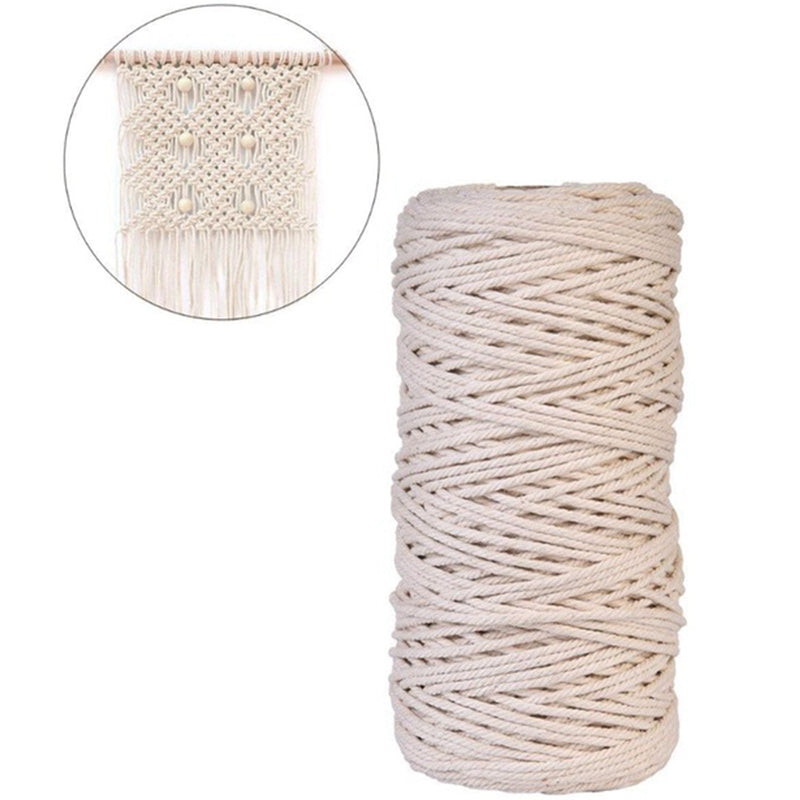 3Mmx200M Natural Handmade Cotton Cord Macrame Yarn Rope Diy Wall Hanging Plant Hanger Craft String Knitting - ebowsos