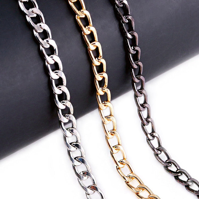 3Pcs Luxury Fashion 47 Inche Replacement Flat Chain Strap With Buckles Set Perfect For Diy Metal Shoulder Cross Body Bag - ebowsos