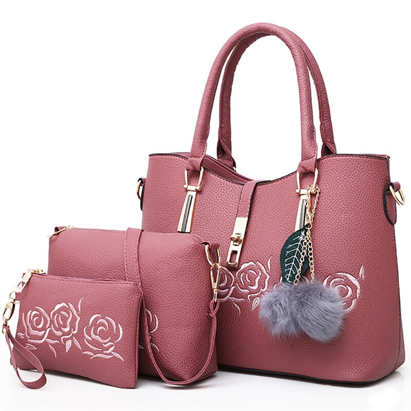 3pcs Leather Bags Handbags Women Famous Shoulder Bag Female Casual Tote Women Messenger Bag Set - ebowsos