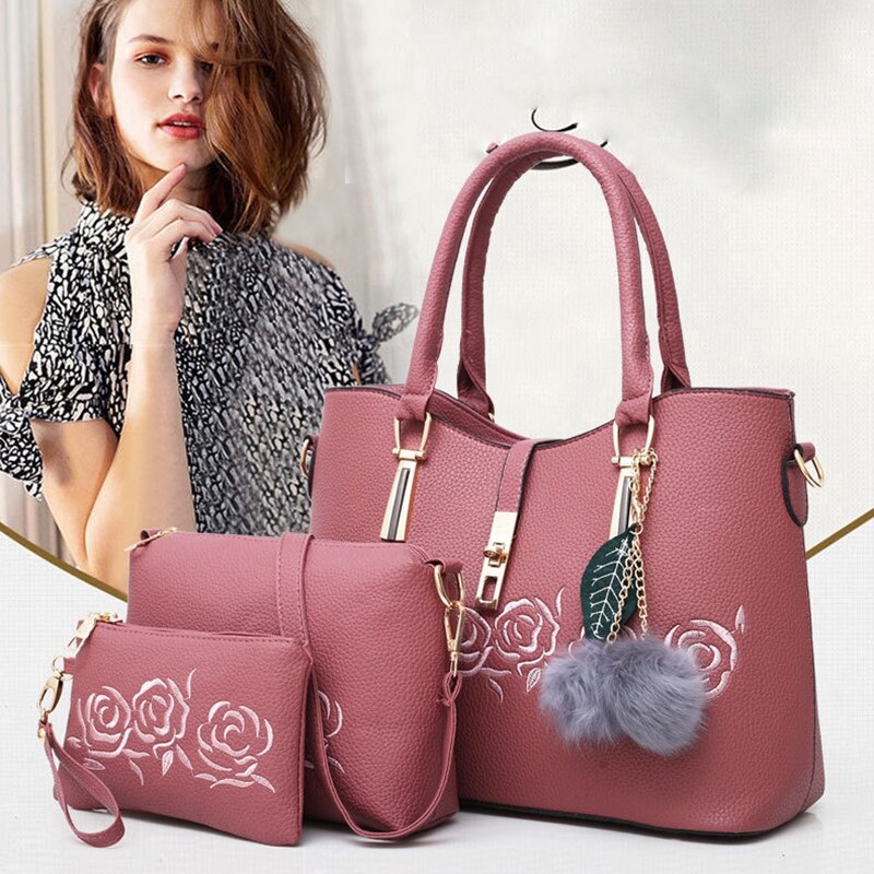 3pcs Leather Bags Handbags Women Famous Shoulder Bag Female Casual Tote Women Messenger Bag Set - ebowsos
