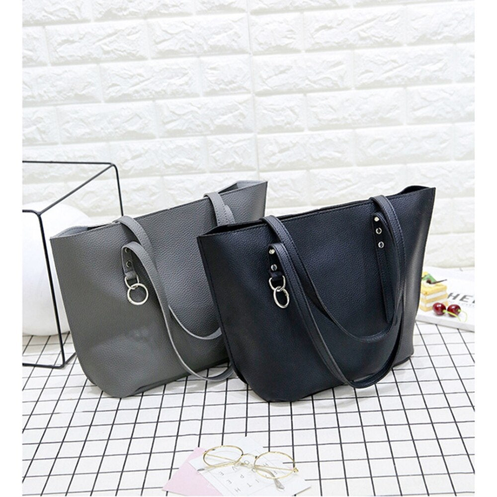 4Pcs/Sets Handbags Female Large Capacity Pattern Leather Shoulder Bag+Crossbody Bag+Handbag - ebowsos