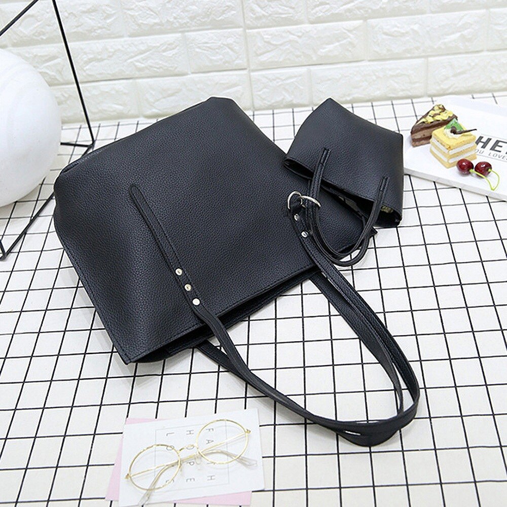4Pcs/Sets Handbags Female Large Capacity Pattern Leather Shoulder Bag+Crossbody Bag+Handbag - ebowsos