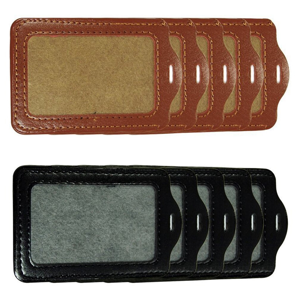5 Black and 5 Brown Business ID Badge Card Holder Case with Slot & Chain Holes - ebowsos