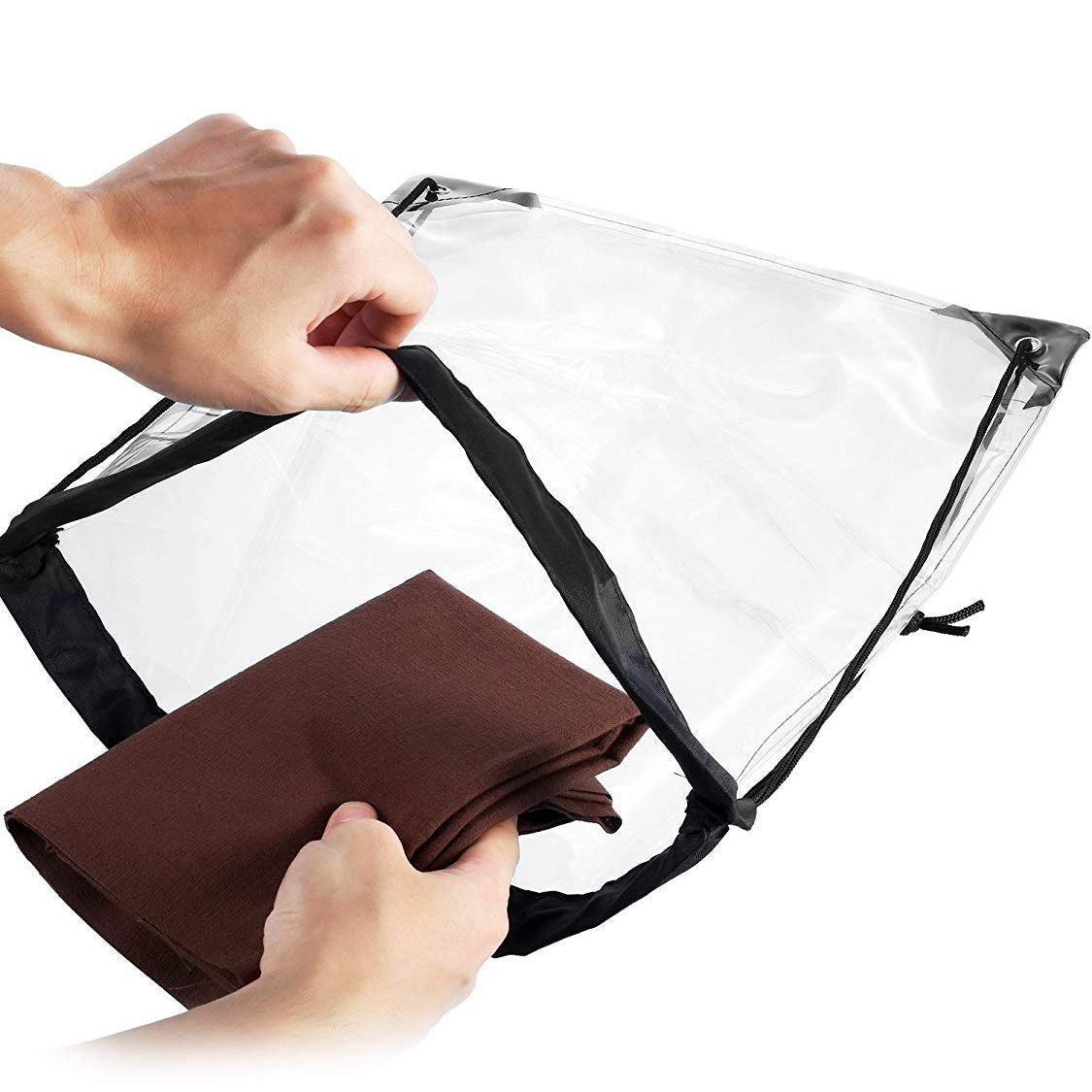 5 Pack Transparent Drawstring Bag Clear Cinch Bags Traveling Sport Bags (Black Edge) - ebowsos