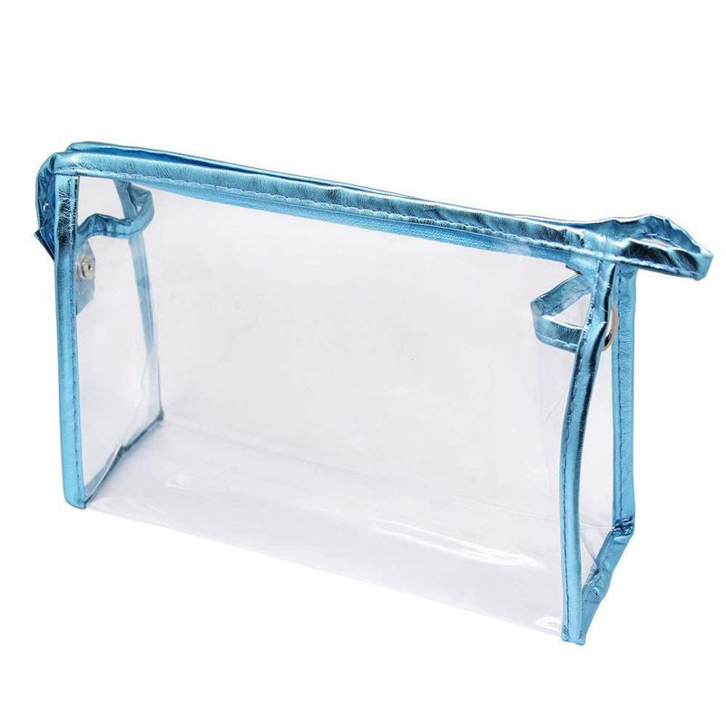 5 Pcs Transparent Waterproof Cosmetic Bag,PVC Vinyl Zippered Wash Bag Vacation, Bathroom and Organizing Bag Travel Set - ebowsos