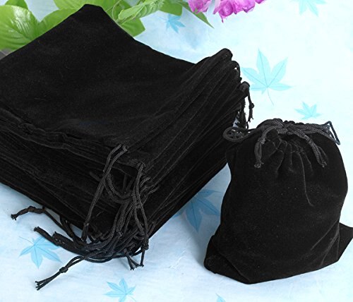 50X Velvet Bag Jewelry Box for Joya 120 x 100 mm Black - ebowsos