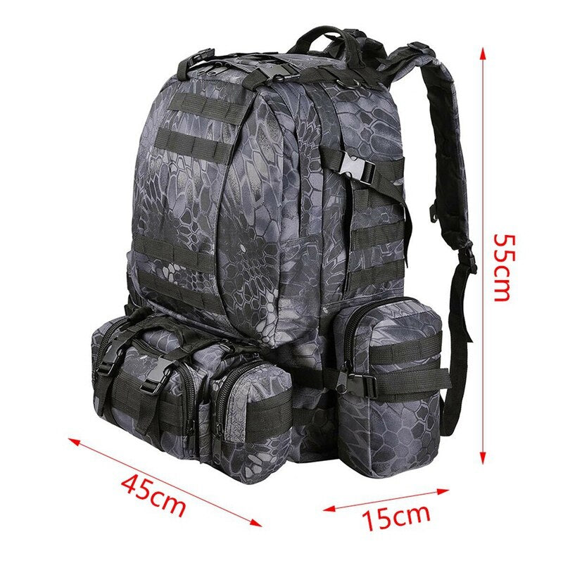 55L Camping Sport Practical Hiking Backpack Large Capacity Rucksack Trekking - ebowsos