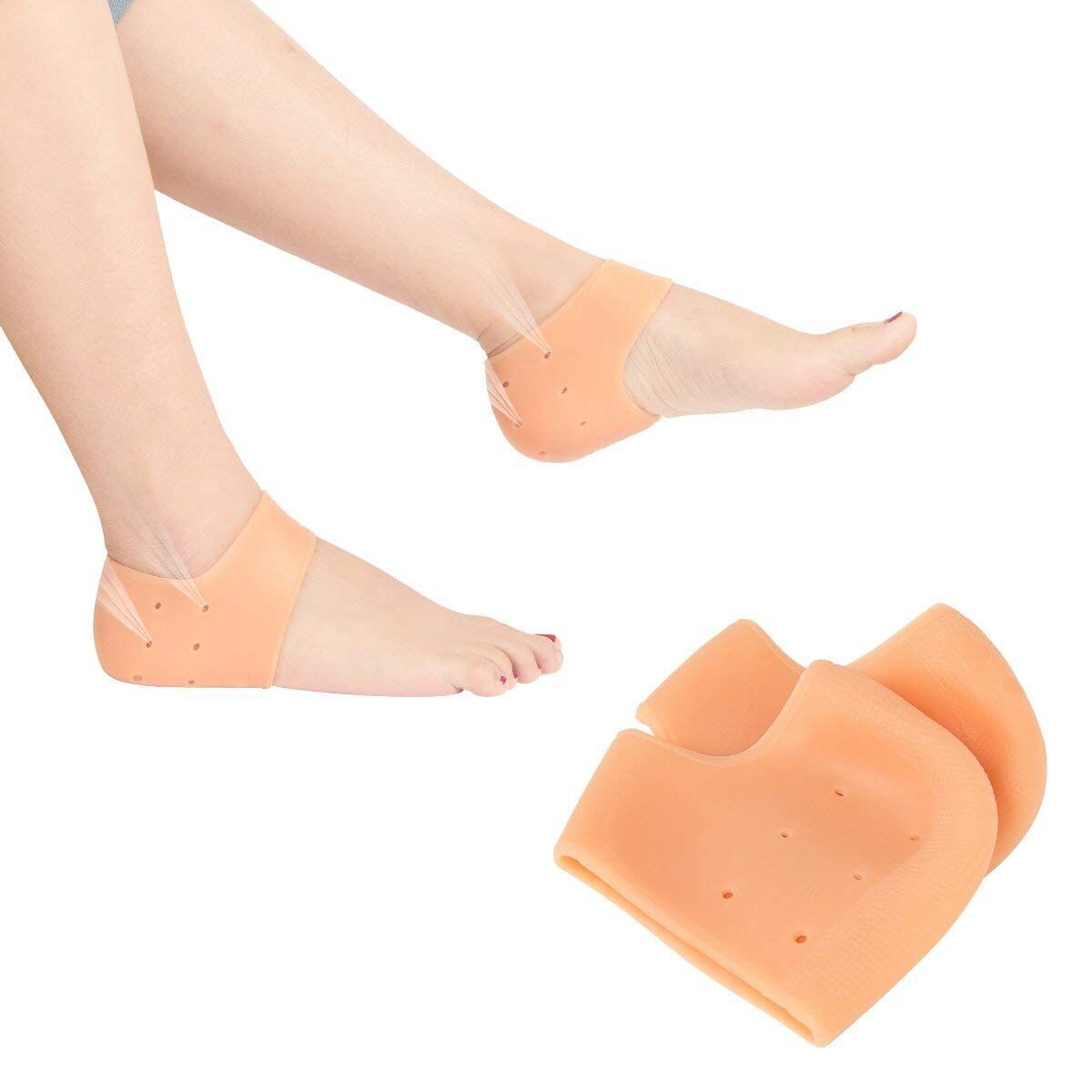 5Pairs Heel Sleeves, Breathable Silicone Heel Socks Protectors to Repair Dry Cracked Heel and Reduce Pains of Plantar Fas - ebowsos