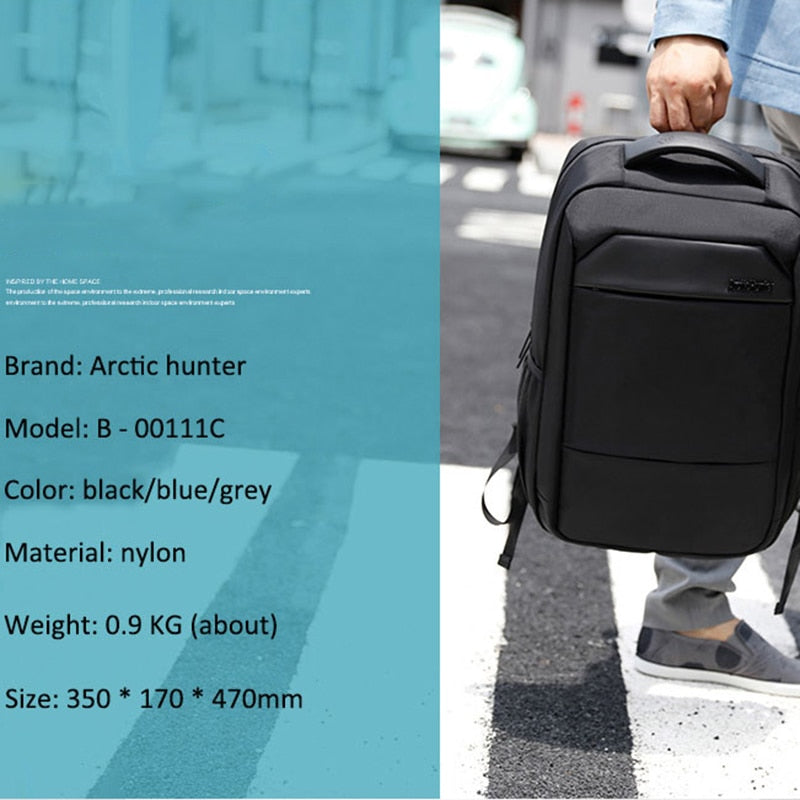 ARCTIC HUNTER Waterproof Polyester Casual Business Men's Computer Backpack Shockproof Computer Compartment Backpack - ebowsos