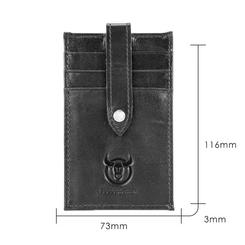 BULLCAPTAIN Credit Card Holder Genuine Leather ID Card Holders Men Business ID Wallet Slim Wallet for Male Retro - ebowsos