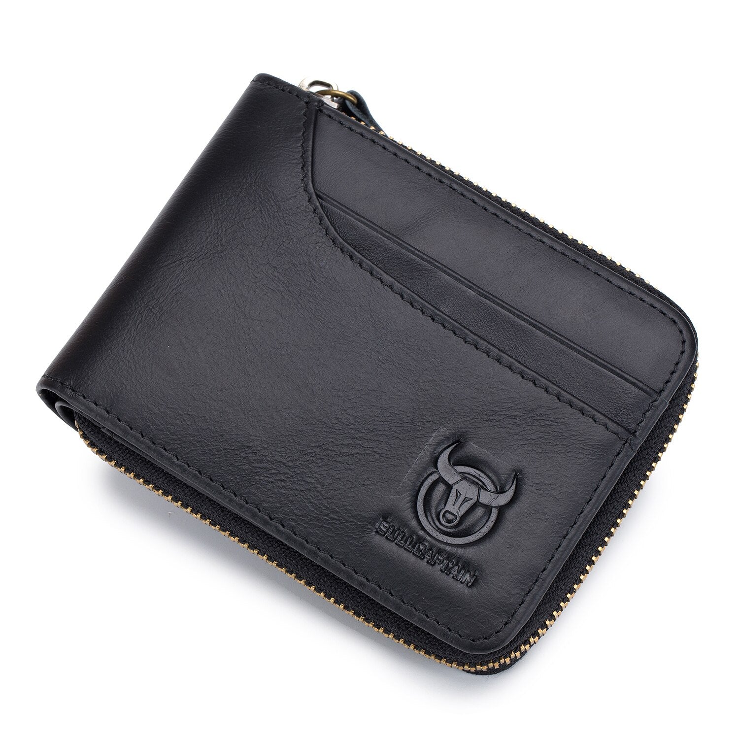 BULLCAPTAIN Genuine Leather Men Wallets Short Coin Purse Small Retro Wallet Cowhide Leather Card Holder Pocket Purse Men - ebowsos