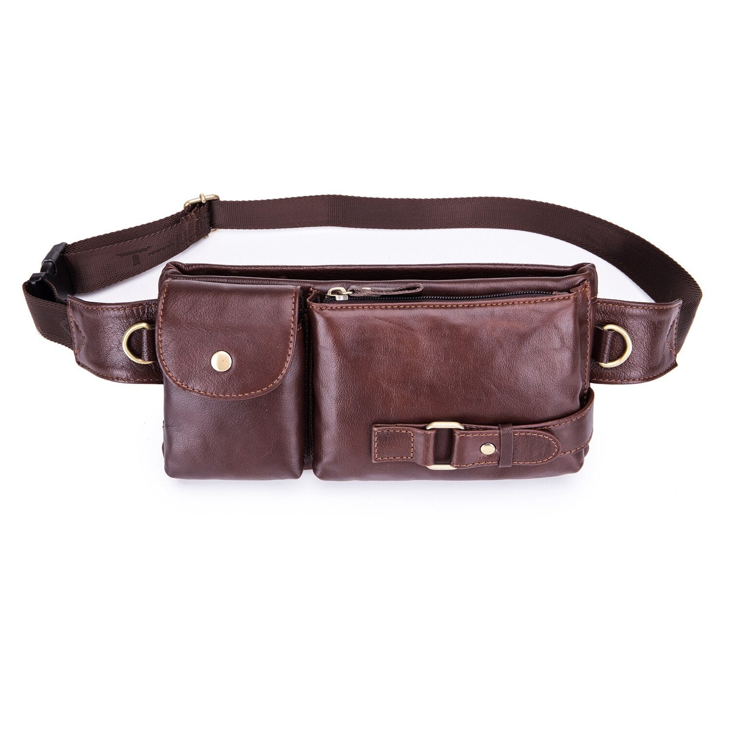 BULLCAPTAIN Genuine Leather Waist Packs Fanny Pack Belt Bag Phone leather Pouch Bags Travel Waist Pack Male Functional Wa - ebowsos