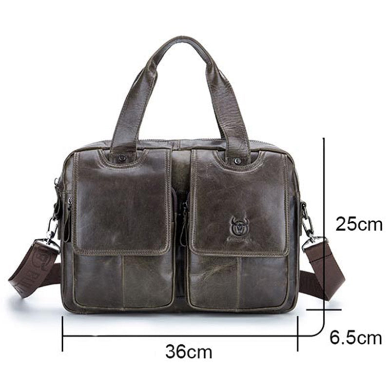 BULLCAPTAIN Men Genuine Leather Bag Business Computer Laptop Bags Fashion Cowhide Male Commercial Briefcase Messenger Sho - ebowsos