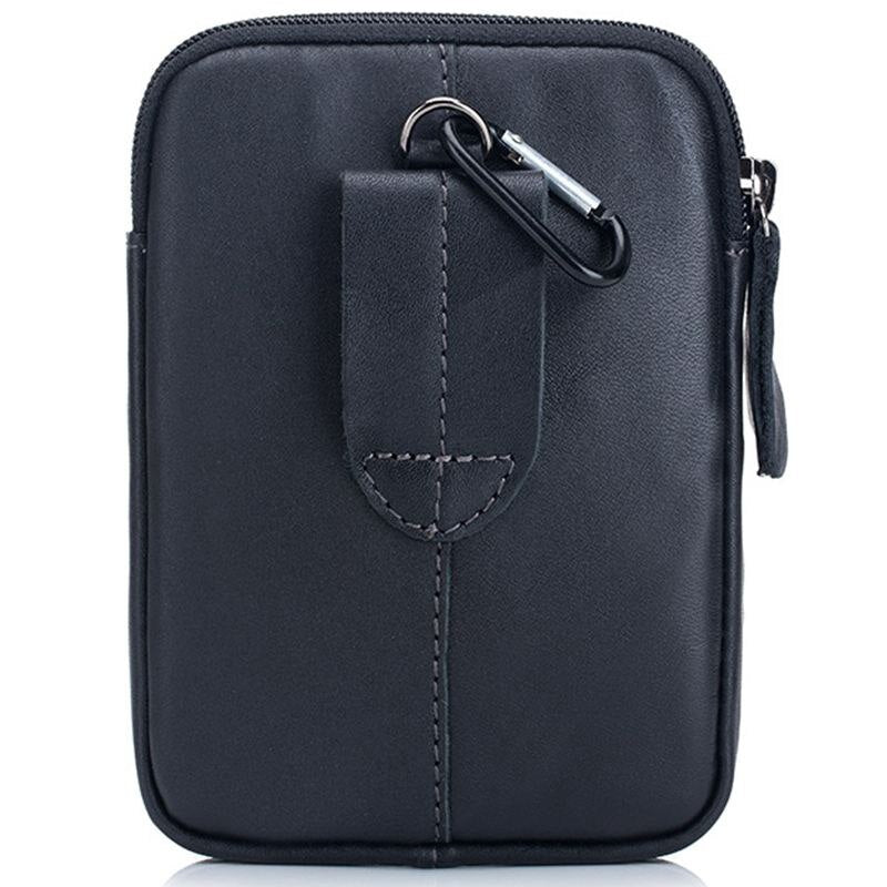 BULLCAPTAIN Men Waist Packs Genuine Leather Vintage Travel Cell Phone Bag Waist Bag Small Fanny Pack Belt Bag Black - ebowsos