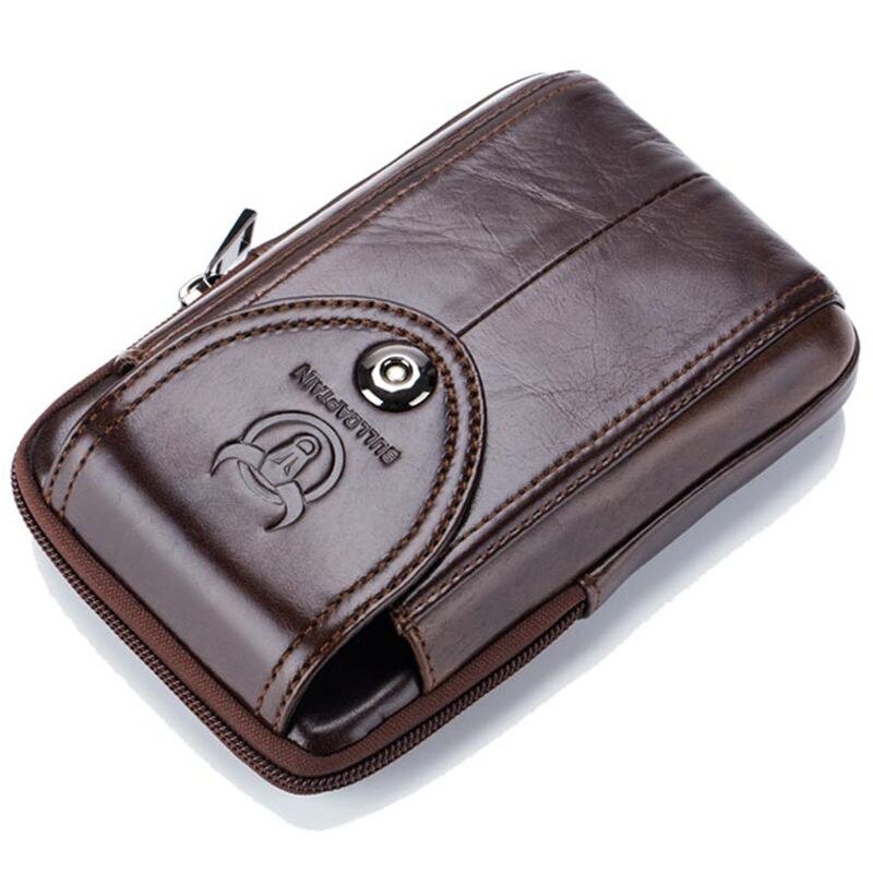 BULLCAPTAIN Men's Leather Belt Waist bag Fanny Pack Molle Small Money Phone Waist Pack Bum Pouch Purse - ebowsos
