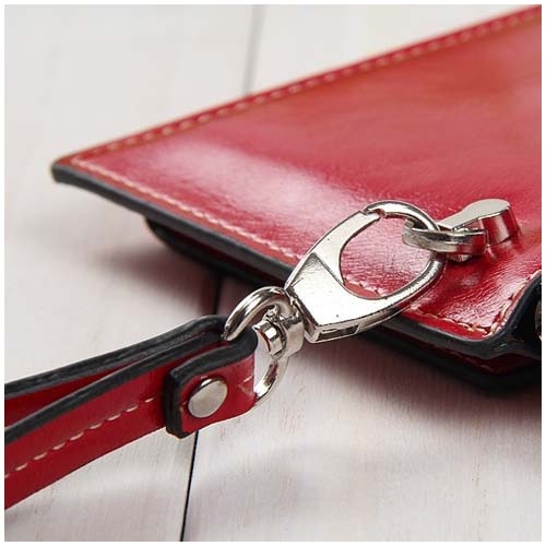 Baellerry Female Leather Hand Bag Fashion Wallets Women Coin Purses Wristlet Bags With Strap, Red - ebowsos