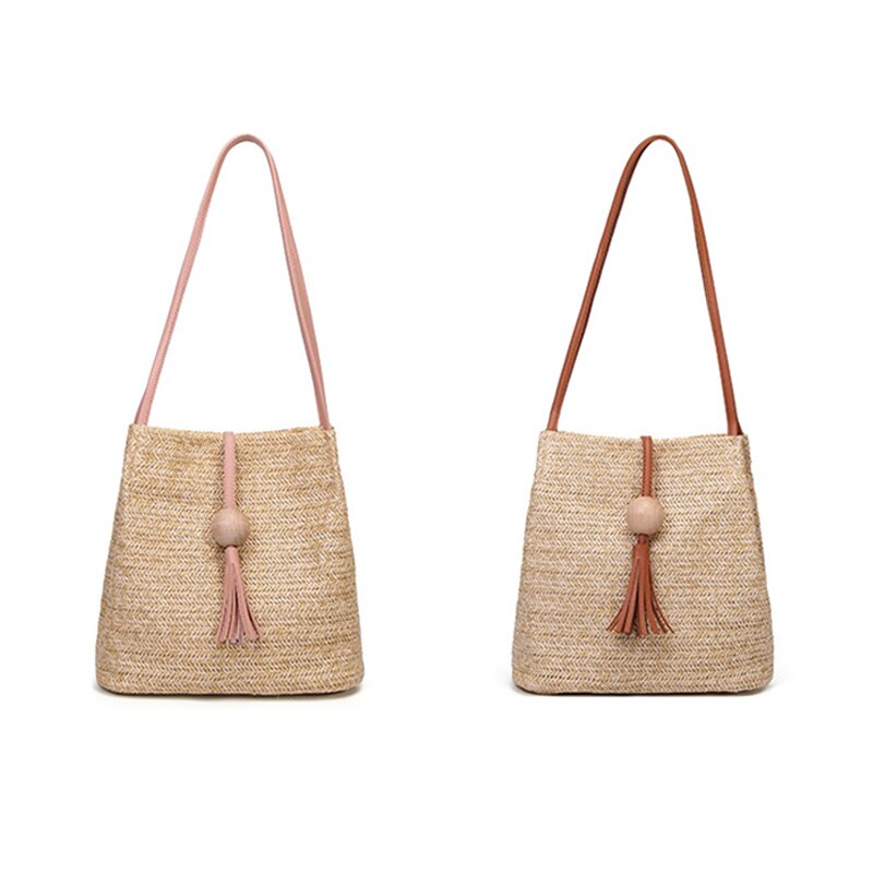 Bali Vintage Handmade Crossbody Leather Bag Round Straw Beach Bag Girls Circle Rattan bag Small Bohemian Shoulder bag - ebowsos