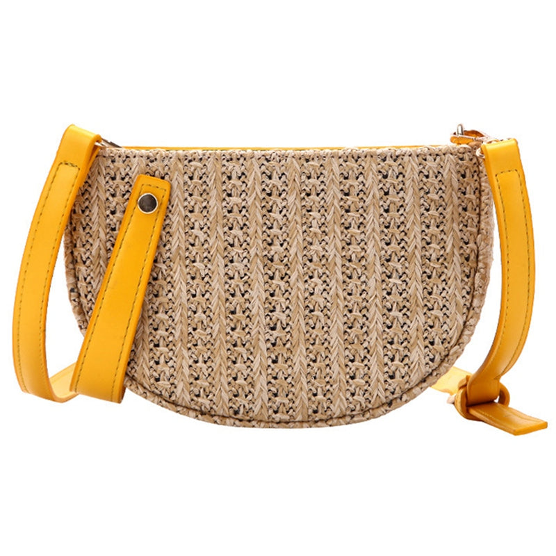 Beach Crossbody Bag Lady Fringe Crochet Straw Handbag Handmade Japanese Clutch Knitting Woven Bohemian Summer - ebowsos