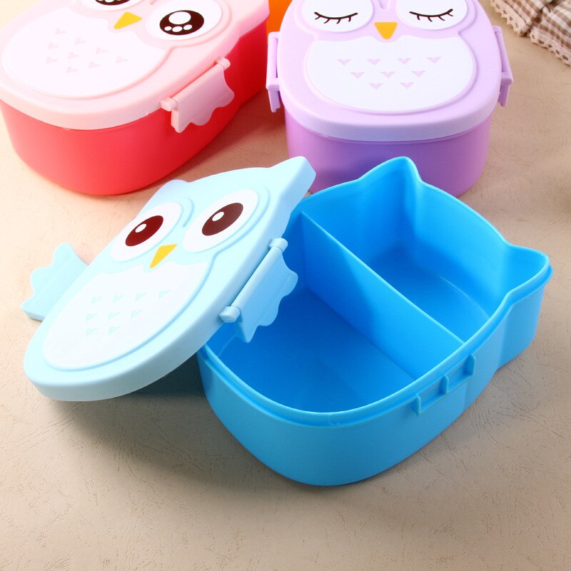 Bento Box Cartoon Cute Owl Bento Lunch Meal Box Tableware - ebowsos