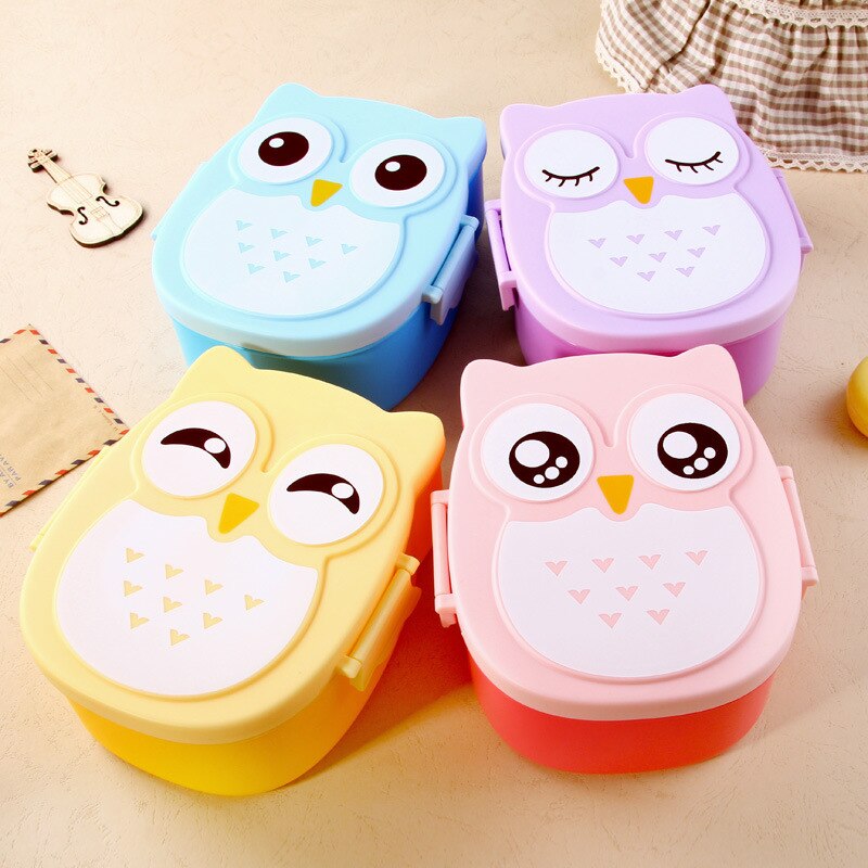 Bento Box Cartoon Cute Owl Bento Lunch Meal Box Tableware - ebowsos