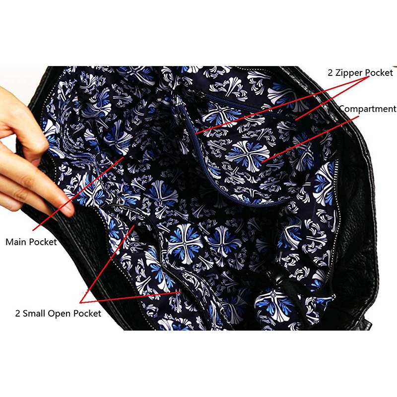 Big Capacity Fashion Women Handbags Soft Leather Lady Tote Bag Woven Pattern Shoulder Bag, Black Small - ebowsos