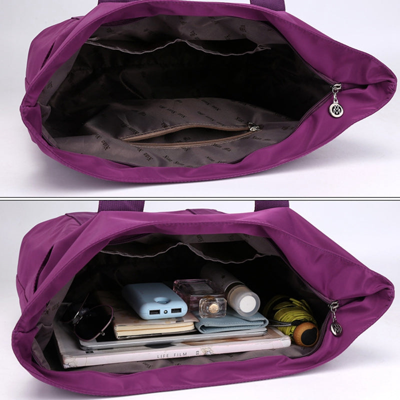 Big Capacity Women Handbag Female Nylon Cloth Shopping Bags Large Book Pure Color Simple Handbags - ebowsos