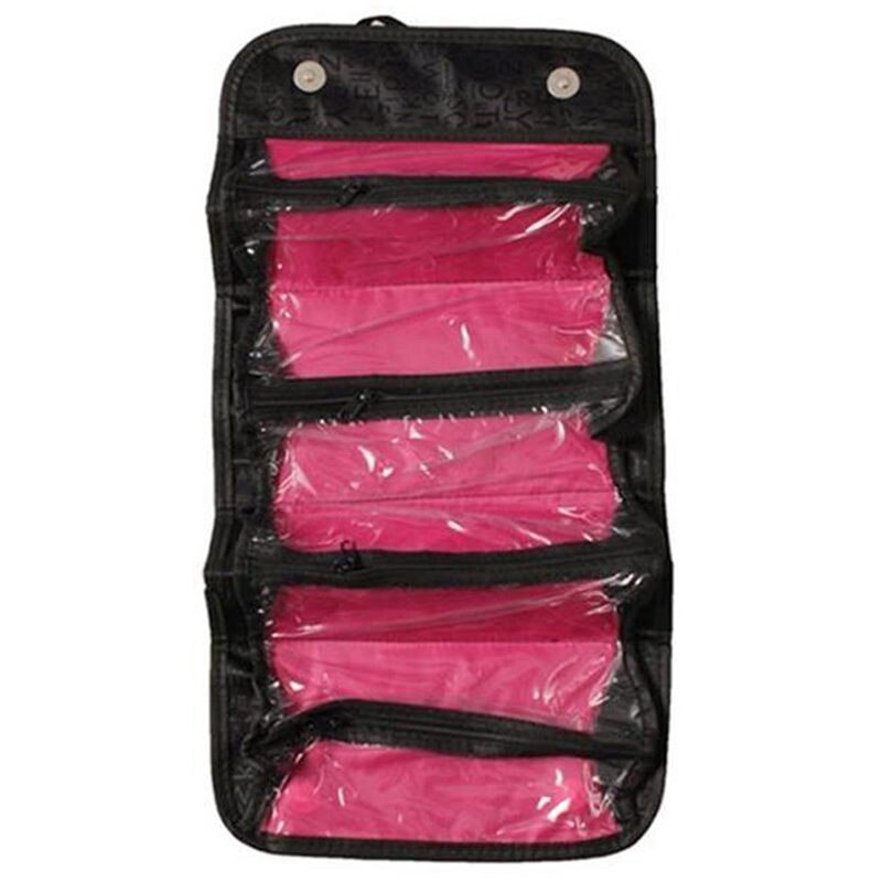 Black Portable Foldable Toiletry Bag Bellows Storage Makeup Travel - ebowsos
