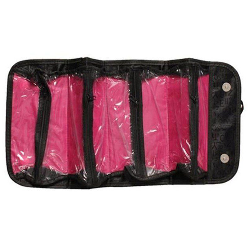 Black Portable Foldable Toiletry Bag Bellows Storage Makeup Travel - ebowsos