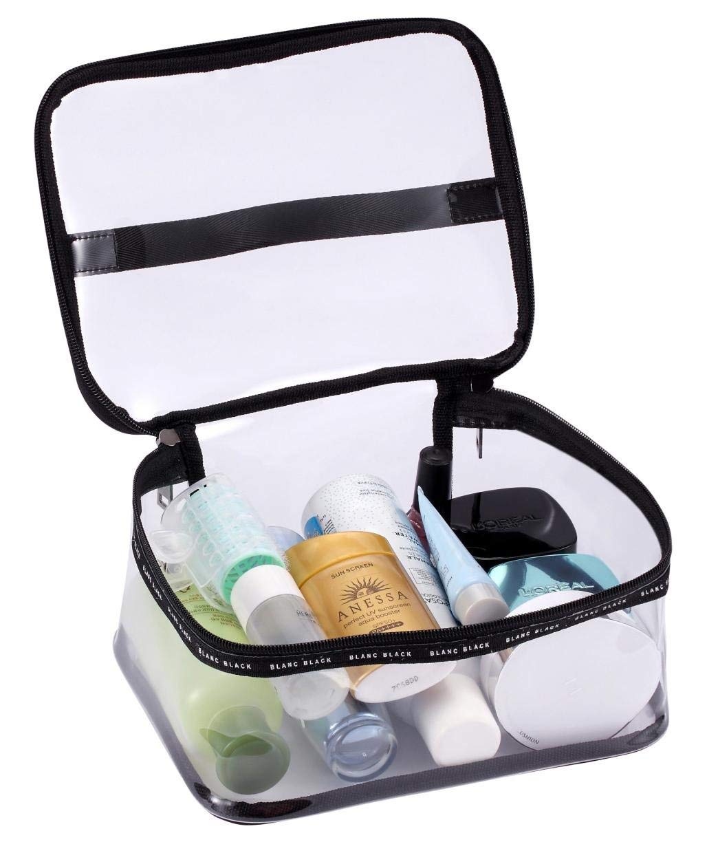Black + transparent Travel Cosmetic Bag Makeup Train Case Organizer with Top Handle - ebowsos