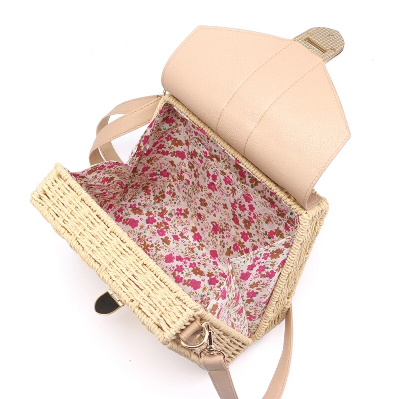 Bohemian Straw Bags For Women Beach Handbags Summer Vintage Rattan Bag Handmade Kintted Crossbody Bag - ebowsos
