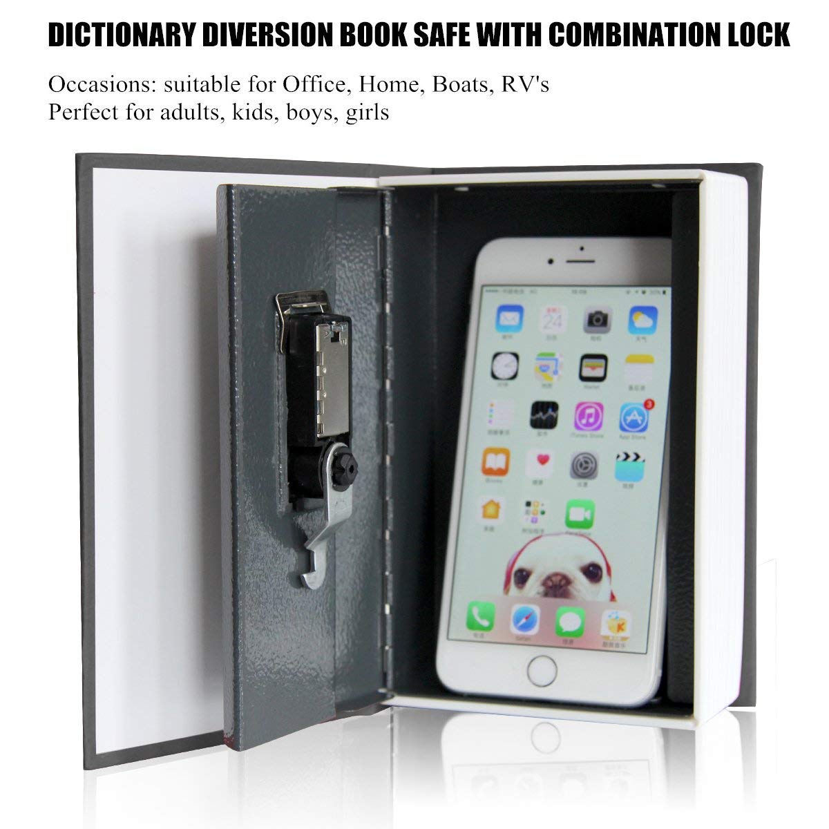 Book Safe with Combination Lock Dictionary Diversion Book Safe Portable Safe Box, Great for storing Money Jewelry Passpor - ebowsos