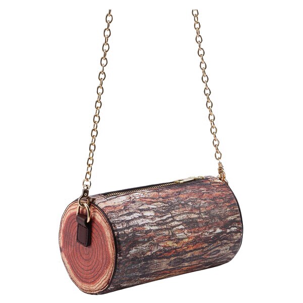 Brown Tree Stump Shaped Chain Bag Color: Brown Cross section - ebowsos