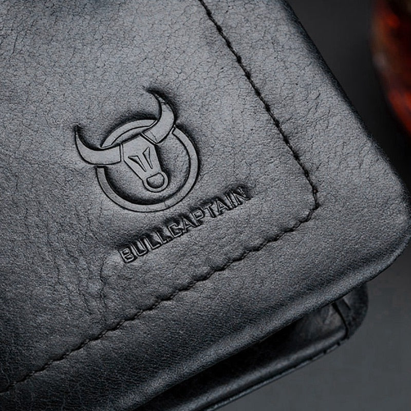 Bullcaptain Genuine Leather Men'S Wallet Short Coin Purse Wallet Short Wallets Men Bags - ebowsos
