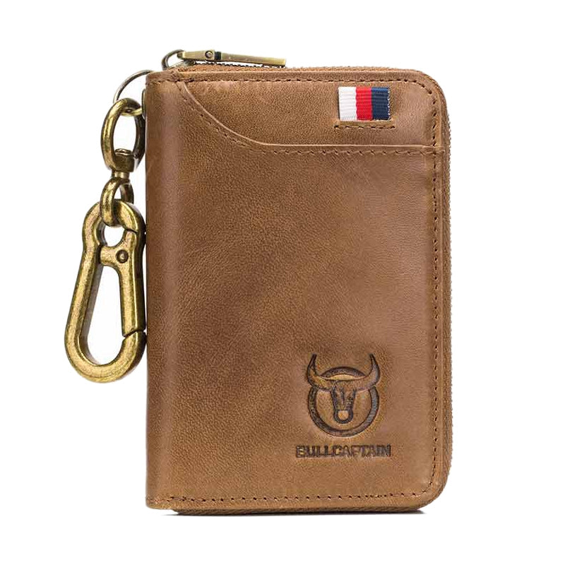Bullcaptain Leather Men&Women Key Wallet Unisex Rfid Blocking Business Key Case Fashion Card Holder Coin Purse Key Case - ebowsos