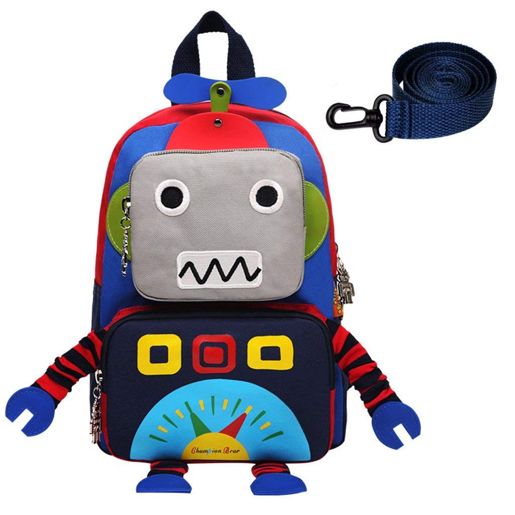 CHAMPION BEAR Kids Backpack - 3D Cartoon Robot Children Backpacks Kids Kindergarten Cute School Bags Travel Backpack Outd - ebowsos