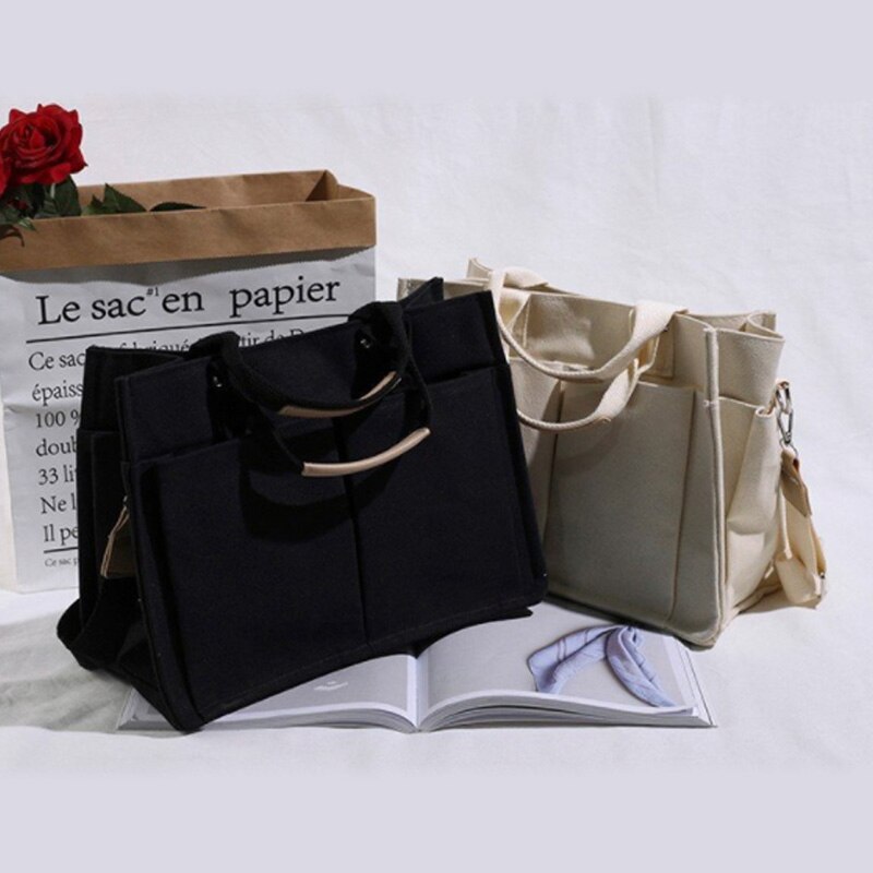 Canvas Bag Reusable Shopping Bag Groceries Tote Bag Handbag Ladies Casual Handbag - ebowsos