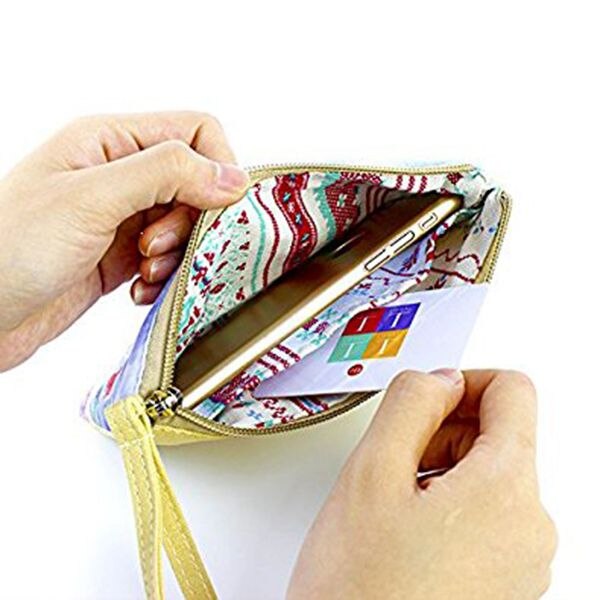 Canvas Coin Purses for Women ID Card Holder Zipper Clutch Pouches with Wristlet Name: Elephant - ebowsos