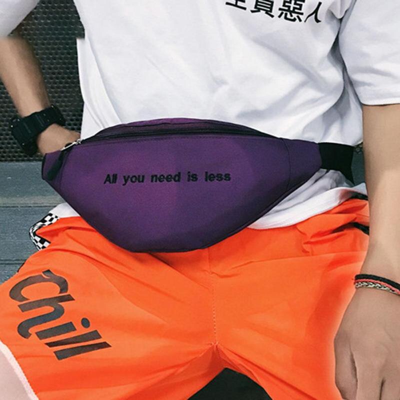 Canvas Harajuku Style Waist Bag For Women Men Unisex Fanny Pack Chest Packs Money Belt Belly Bags Purse Chic Pouch - ebowsos
