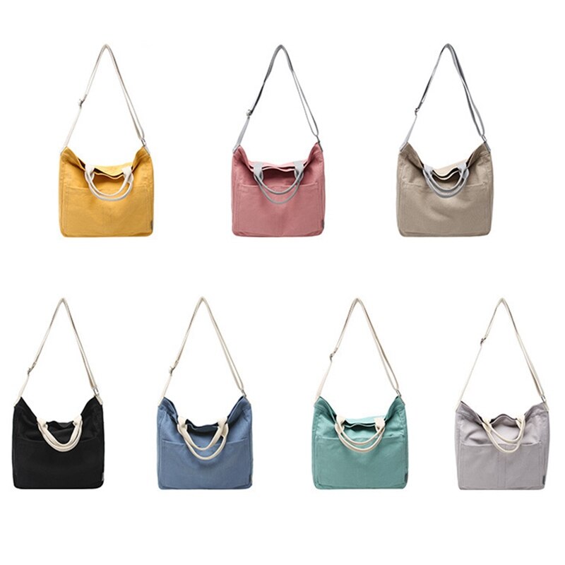 Casual Canvas Bag Female Shoulder Bag College Wind Ins Big Bag Simple Canvas Bag Japanese Messenger Bag - ebowsos